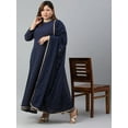 thumbnail image 3 of XL LOVE by Janasya Women's Plus Size Navy Blue Poly Georgette Kurta With Dupatta, 3 of 10
