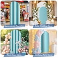 thumbnail image 6 of Teal Striped Arch Backdrop Cover, Spandex Fitted Wedding Arch Cover, Simple Art Vertical Stripe Farmhouse Round Top Stand Covers for Birthday Ceremony Bridal Shower Party Decor 5x2.1 Ft, 6 of 9
