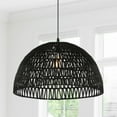 thumbnail image 5 of JONATHAN Y Campana 20" 1-Light Bohemian Modern Woven Rope/Iron LED Pendant, Black, 5 of 10