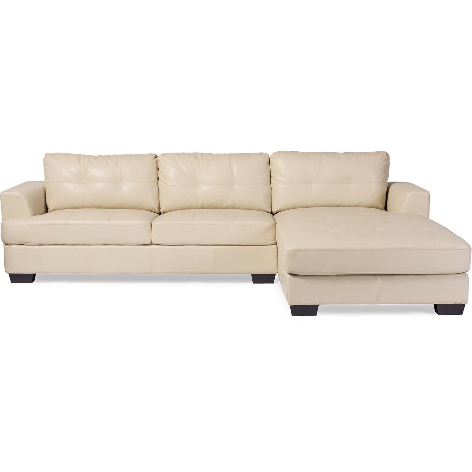 Baxton Studio Dobson Cream Leather Modern Sectional Sofa