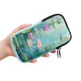 thumbnail image 2 of SEANATIVE Double Glasses Case Zipper Glasses Pouch Bags with 2 Compartment, Multifunctional Eyeglasses Case Mini Phone Purses Small Storage Bag for Sunglasses Eyeglasses, Lotus Dragonfly Green, 2 of 7