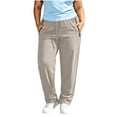 thumbnail image 2 of Women's Plus Size Lightweight Hiking Joggers, Stretch Active Pants, Quick Dry Water-Resistant Athletic Pants for Women, Stretch Drawstring Active Joggers with Zipper Pockets Khaki, 2 of 5