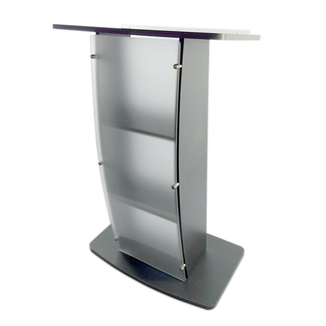 FixtureDisplays® Podium de 44.3 Pouces de Haut pour Sol, Panneau Acrylique Courbé Givré - Gris Foncé 19658-GREY