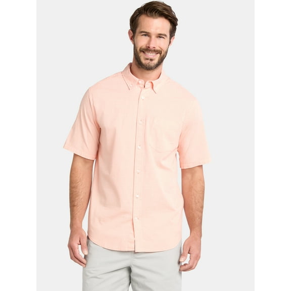 George Men's and Big Men's Cross Hatch Shirt with Short Sleeves, Sizes XS-3XL