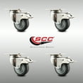 thumbnail image 2 of 3.5 Inch 316SS Thermoplastic Rubber Swivel Top Plate Caster Set Total Lock Brake, 2 of 2