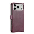 thumbnail image 5 of For iPhone 17 Pro Case, Classic Retro Solid Color Series with Card Slots and Stand Function PU Leather Phone Case, Wine Red, 5 of 15