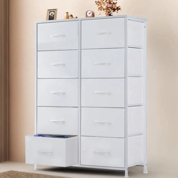 CONCETTA 8-Drawer Fabric Dresser, Wide Chest of Drawers, TV Stand for Bedroom, Living Room, Gray