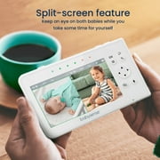 Babysense Split Screen Video Baby Monitor, 4.3 Display with 2 Ptz Cameras, Long Range, Night Light & Vision, Two-Way Talk, V43