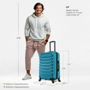 InUSA Endurance 24 Hardside Lightweight Luggage with Spinner Wheels, Handle, and Trolley, Teal