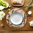 thumbnail image 4 of Round Placemats Set of 4,Hemp Cloth Table mats, 14 inch, Washable Fabric Dining Placemat (Beige,C), 4 of 5