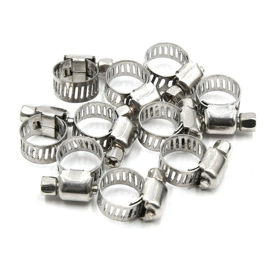 10Pcs 8-12MM Stainless Steel Car Vehicle Drive Hose Clamp Fuel Line Worm Clip