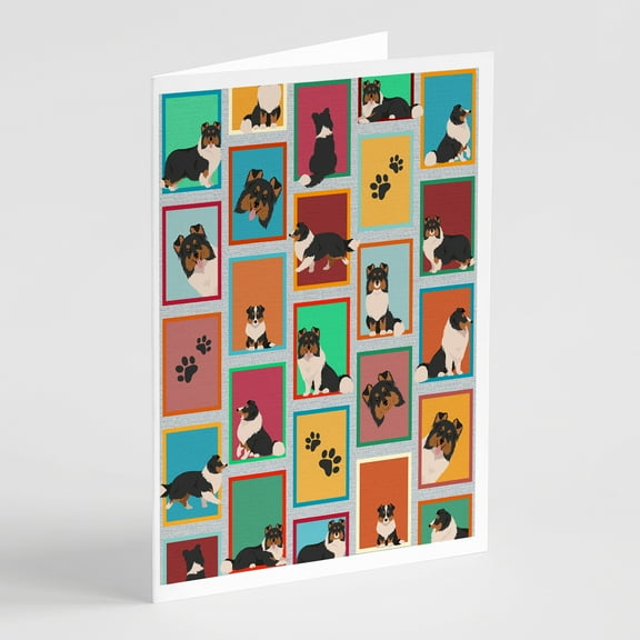 Lots of Tricolor Sheltie Greeting Cards and Envelopes Pack of 8 7 in x 5 in