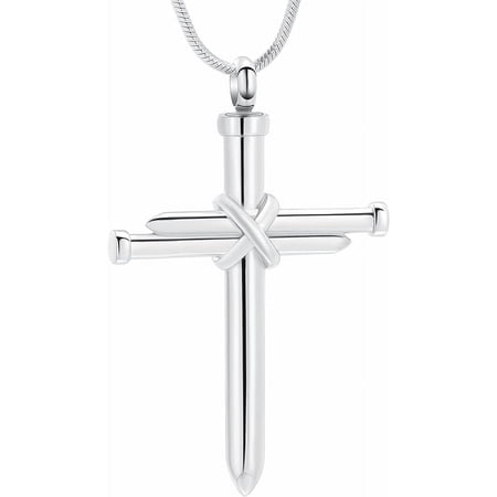 Nail Cross Cremation Urn Necklace for Ashes Cremation Jewelry for Ashes Keepsake Religious Cross Memorial Ash Jewelry for Women / Men