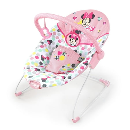 Disney Baby Slip Resistant Vibrating Infant Baby Bouncer, Minnie Mouse Spotty Dotty by Bright Starts