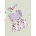 thumbnail image 3 of Bagilaanoe Newborn Baby Girl Rompers Dress Floral Print Sleeveless Bodysuit + Headband 3M 6M 12M 18M Infant Patchwork One Piece Jumpsuit, 3 of 9