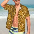 thumbnail image 7 of Pofeuu Bright Shiny Golden Print Hawaiian Shirt for Men Sleeves Casual Button Down Summer Beach Dress Shirts T-Shirts,X-Large, 7 of 7
