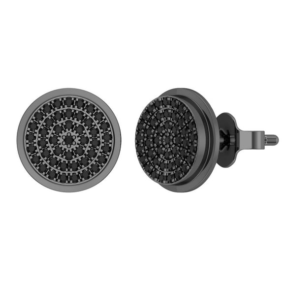 Dazzlingrock Collection Round Black Diamond Double Halo Style Pushback Stud Earrings for Unisex (0.25 ctw, Color Black, Clarity Opaque) in Black Plated 14K White Gold