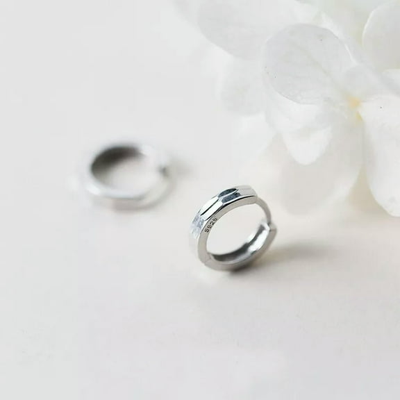 EOEMY 925 Sterling Silver 9mm Sleeper Huggie Hoop Earrings