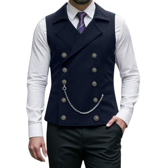 Men's Stylish Double-Breasted Dress Vest Formal Waistcoat Tuxedo Business Prom Suits Vest