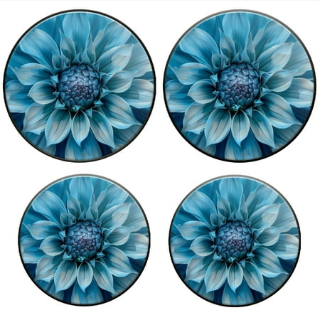 

BaHomeck Electric Stove Burner Covers Set of 4 Round Metal Gas Stove Burner Covers 8 Inch and 10 Inch Kitchen Decor Blue Dahlia Flower With Petals In Shades Of Light