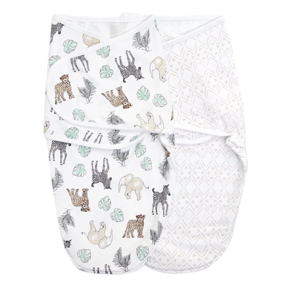 aden anais Essentials Wrap Swaddles, Cotton, Toile Jungle, Multicolor, Unisex, Newborn, 0-3 M, 2-Pack