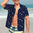 thumbnail image 7 of Honeii Space Galaxy Print Men’s Hawaiian Shirt,Classic Button-Down Short Sleeve Shirt, for Beach, Vacation, and Outdoor Activities,Medium, 7 of 7