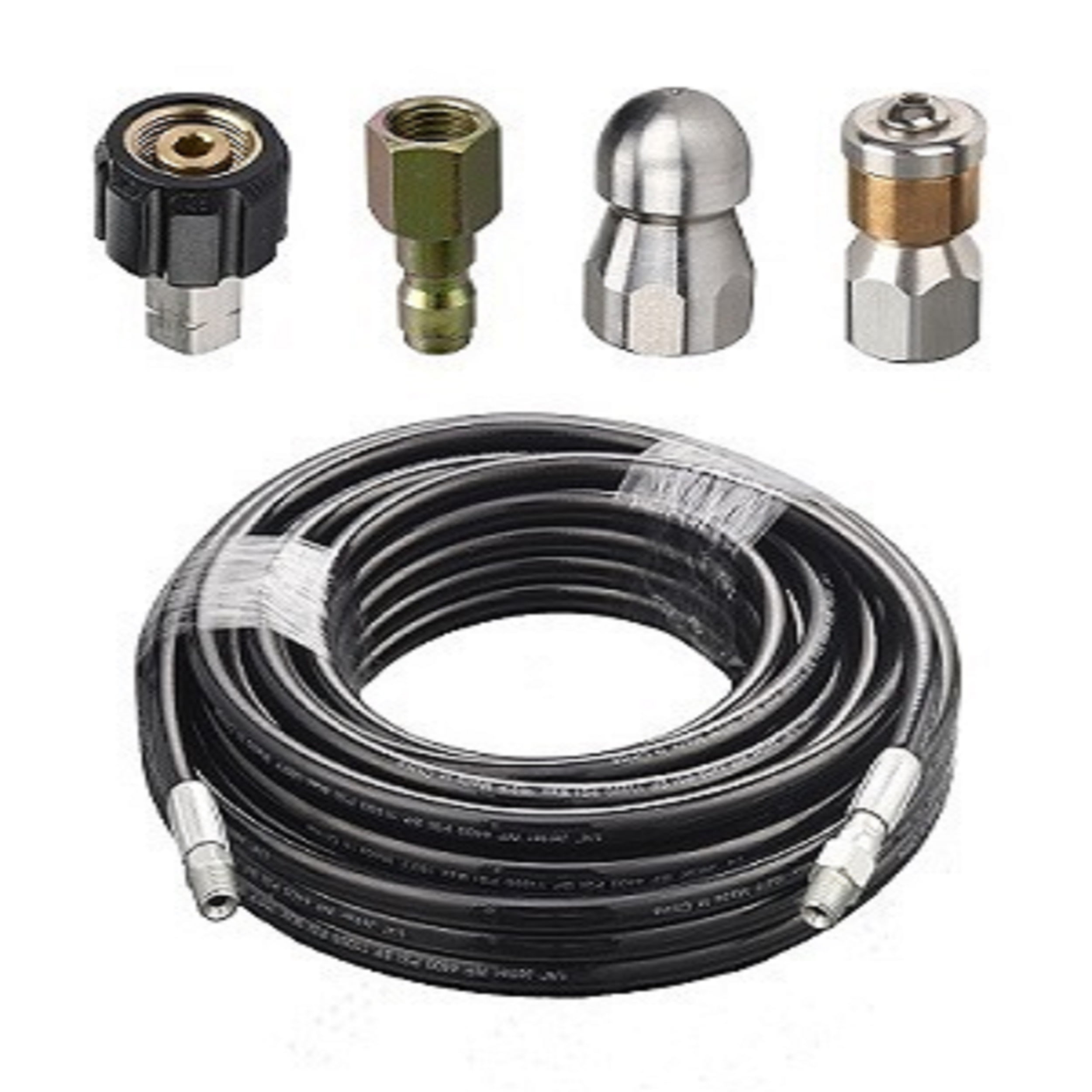 RIDGE WASHER Sewer Jetter Kit for Pressure Washer 4.5 Drain Jetting 50 Feet Hose Laser and Rotating Sewer Nozzle 1/4 Inch 4000 PSI Orifice 4.0 