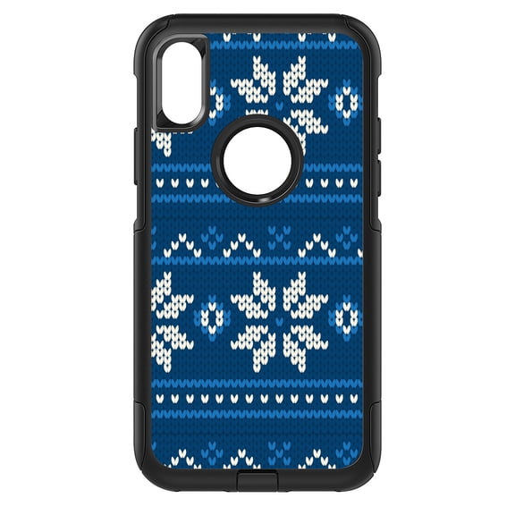DistinctInk Custom SKIN / DECAL compatible with OtterBox Commuter for iPhone XR (6.1" Screen) - Blue White Ugly Hannukah Sweater
