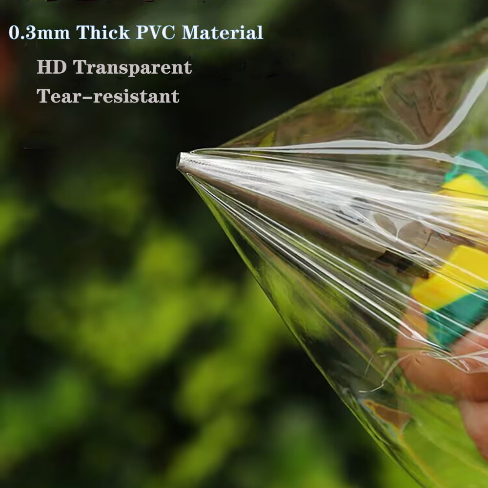 3x2m Clear PVC Outdoor Curtain Waterproof Transparent Patio Panel Windproof UV-Resistant Tarp for Pergola/Gazebo/Porch