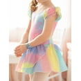thumbnail image 2 of Oudiya 3-9 Years Ruffle Sleeve Ballet Leotard Rainbow Dance Dress Tutu Skirt Outfits for Girls Gymnastics, 2 of 5