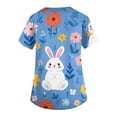 thumbnail image 5 of Womens Easter Scrub Tops V-Neck Short Sleeve Stretch Bunny/Egg Printed Nurse Working Uniforms, 5 of 5