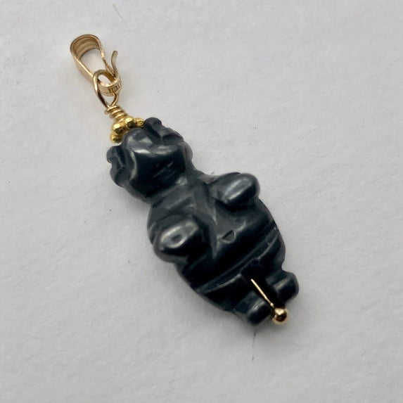 Hematite Goddess of Willendorf Pendant Necklace|Semi Precious Stone Jewelry
