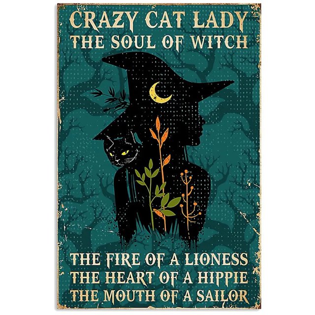 Carteles de Halloween Retro de gato negro de los años 80 en un mundo lleno de princesa Be A Witch, pintura en lienzo, arte de pared Vintage, decoración del hogar para habitación