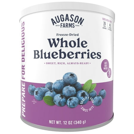 Augason Farms Freeze Dried Whole Blueberries Can – Dried Fruit for Baking & Emergency Food Supply – Freeze-Dried Camping Food with Long Shelf Life for Everyday Meals – 26 Servings