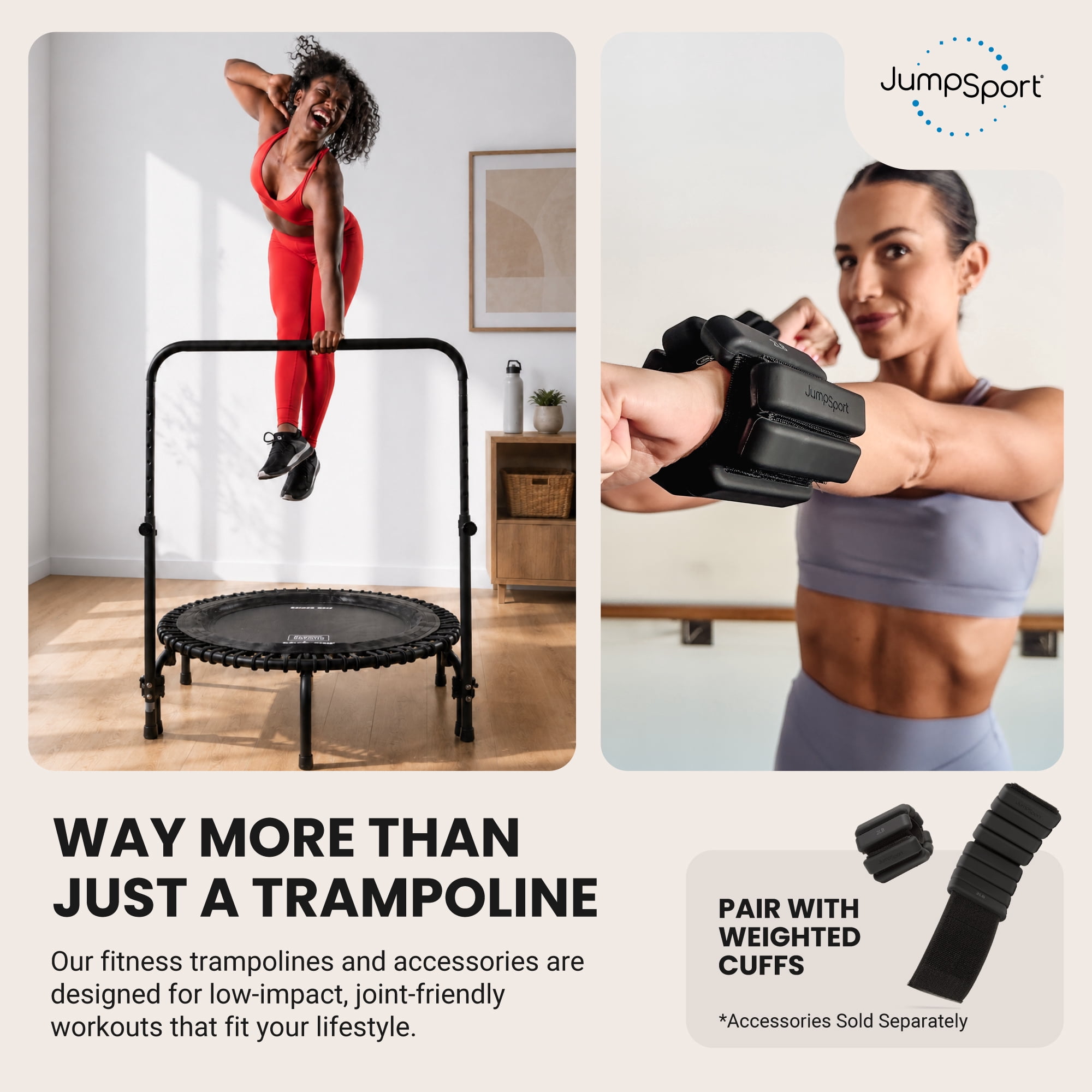 JumpSport 350 PRO Indoor Lightweight 39" Round Fitness Trampoline