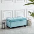 thumbnail image 2 of Ottomane de rangement en velours, moderne, sarcelle, 2 of 7
