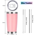 thumbnail image 3 of 20oz Tumbler with Lid and Straw Stainless Steel Tumbler Cup Vacuum Insulated Double Wall Travel Coffee Mug Perfect for Car Cup Holders(Pink 1 Pack), 3 of 7