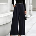 thumbnail image 2 of Edvintorg Work Pants Women High Waisted Pleated Wide Leg Dress Trousers with Pockets Women Business Pants Dark Blue L, 2 of 6