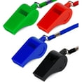 thumbnail image 1 of 4 silbatos deportivos de plástico, silbato con cordón, silbato fuerte para entrenador de supervivencia de emergencia, entrenamiento de perros (negro, azul, rojo y verde), 1 of 5