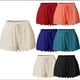 thumbnail image 4 of Pantalones cortos informales de gasa con cordón en la cintura elástica para mujer, pantalones cortos con forma de delfín, cintura alta 5XL, ribete de encaje, ropa para discoteca, pantalones calientes, 4 of 4