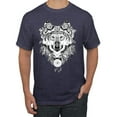 thumbnail image 1 of Drawn Tribal Wolf Animal Lover Men's Graphic T-Shirt, Vintage Heather Navy, Medium, 1 of 3