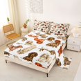 thumbnail image 2 of Homewish Funny Dachshund Queen Sheets,Cartoon Pet Dog Queen Sheet Sets,White,4-Piece,1 Flat Sheet, 1 Fitted Sheet and 2 Pillowcases, 2 of 6