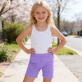 thumbnail image 2 of SGMVNU 3 Pack Shorts for Girls Elastic Waist Strench Cotton Biker Shorts Summer Casual Pull-on Athletic Shorts, 2.5-3 Years, Purple, Grey, Navy, 2 of 8