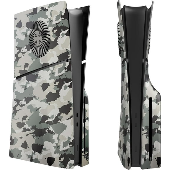 Uberwith for PS5 Slim Disc Edition Faceplate Cover with Cooling Vents, Custom Replacement Cover Plates Camouflage Skin Case ABS Side Shell for PS5-Slim Console Disc Version (with Cooling Vents)