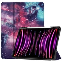 Dteck Case for Apple iPad Pro 12.9-inch 6th 5th 4th 3rd Generation,Smart Leather Folio Kickstand Case Shockproof Rubber Cover with Pen Holder for iPad 12.9" 2022/2021/2020/2018,Galaxy