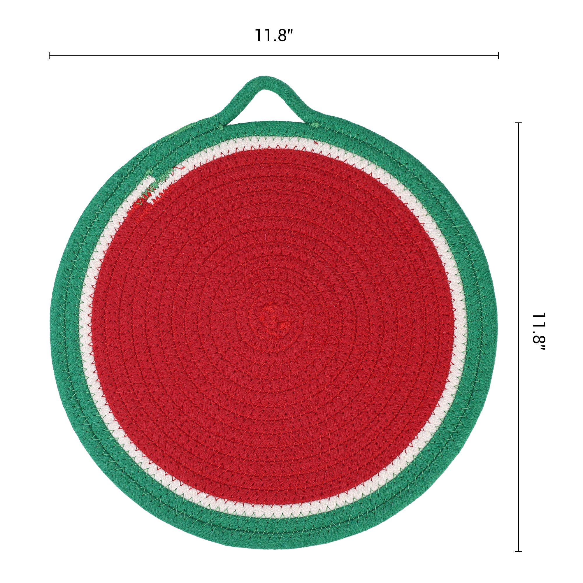 Unique Bargains Set of 6 Farmhouse Round Woven Placemats for Dining Table Decor Red
