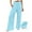 Light Blue, variant on Womens Wide Leg Linen Pants Baggy High Waisted Casual Solid Boho Trousers for Women