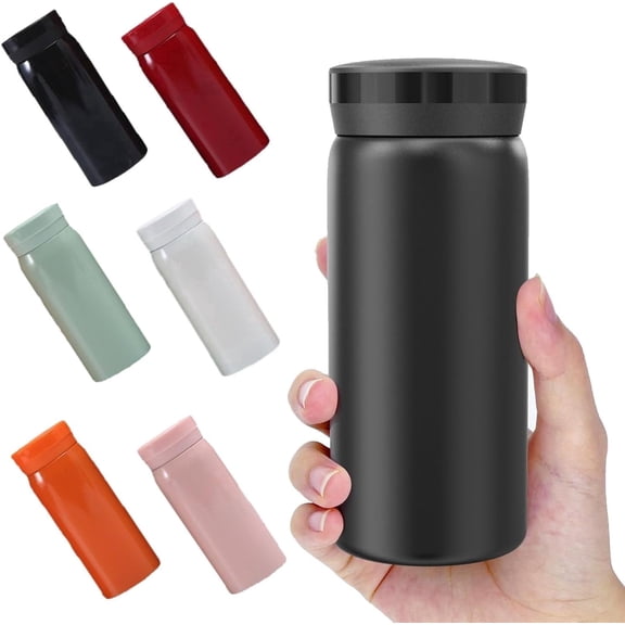 Mini Water Bottle, 7oz (200ml) Small Vacuum Insulated Water Bottle for Hot&Cold Drinks, Tea, Water, Stainless Steel Bottle Small Flask - 100% Leakproof Perfect for School, Travel (Black)