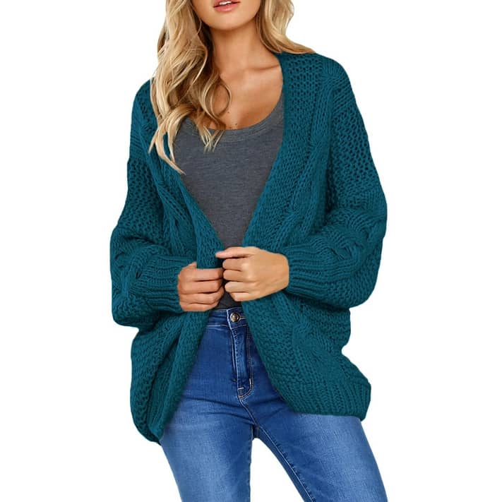 Rosfancy Womens Open Front Long Sleeve Chunky Knit Cardigan Sweaters Loose  Outwear Coat, S-XXL - Walmart.com