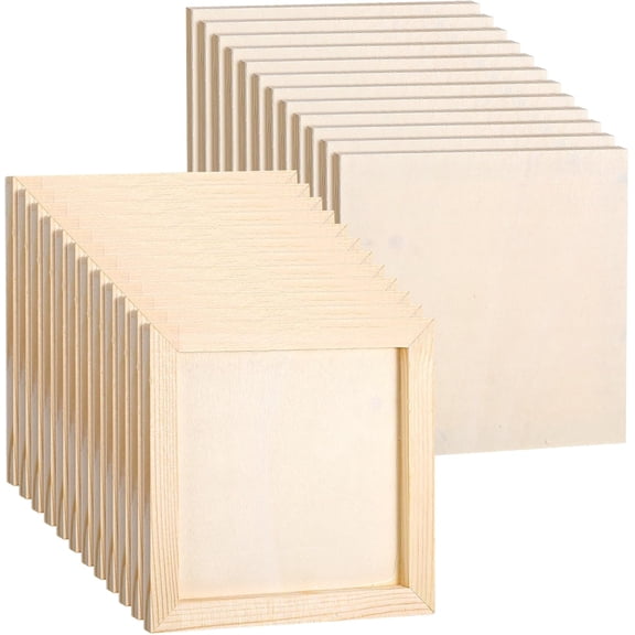 24 Pack Wood Panel Boards, 6 x Inch Unfinished Wooden Panels Canvas for Art Crafts Painting DIY Oil Pouring Projects